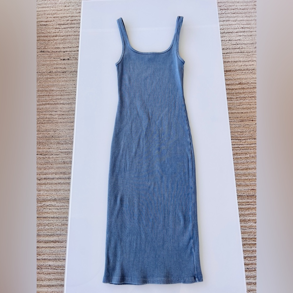 Aritzia Wilfred Free Midi Bodycon Blue Dress (Like New)